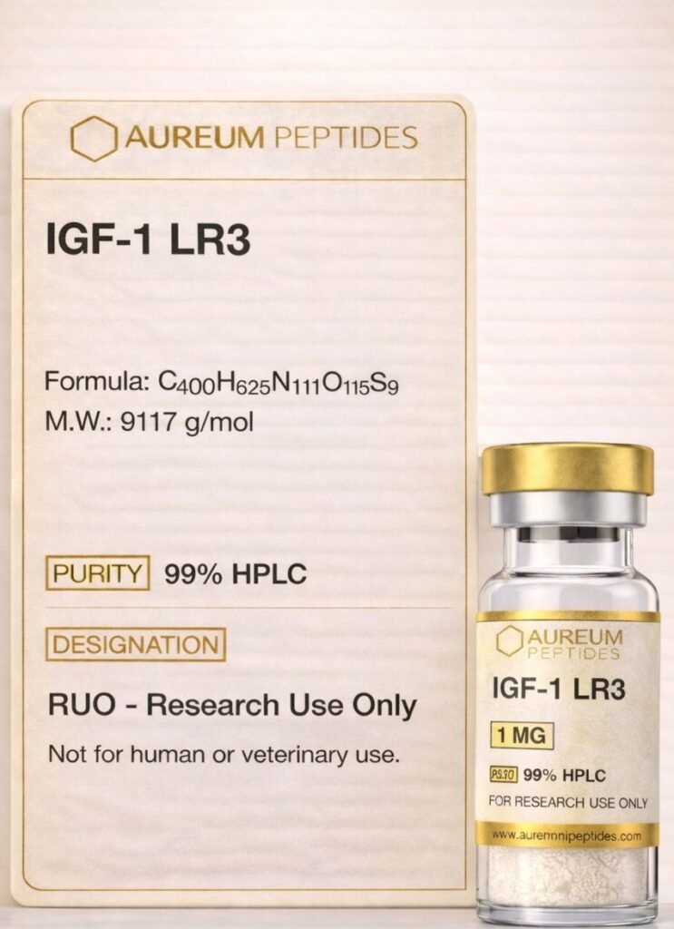 IGF-1 LR3 peptide vial for extended half-life research applications